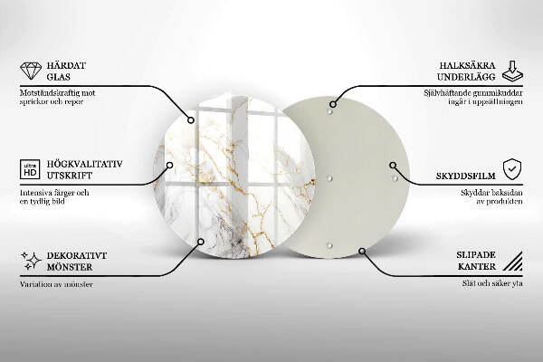 Glasplaat voor grafkaars Licht marmer met goud