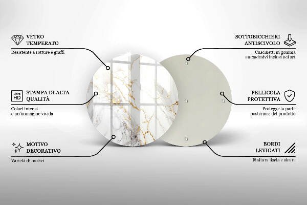 Glasplaat voor grafkaars Licht marmer met goud