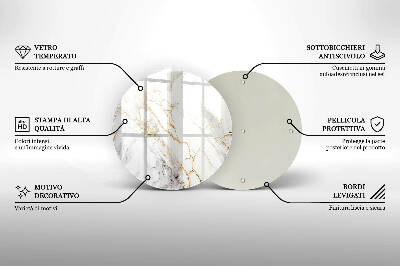 Glasplaat voor grafkaars Licht marmer met goud