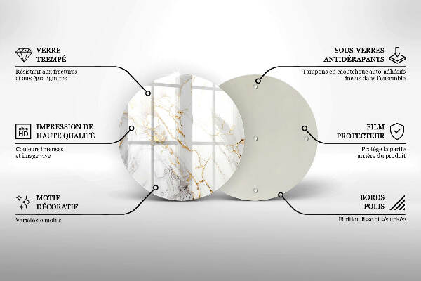 Glasplaat voor grafkaars Licht marmer met goud