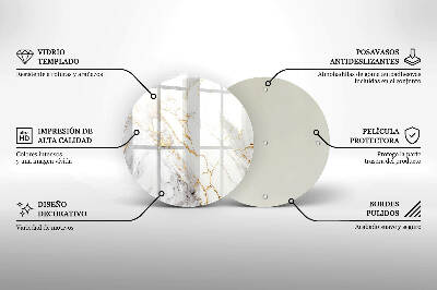Glasplaat voor grafkaars Licht marmer met goud