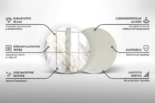 Glasplaat voor grafkaars Licht marmer met goud