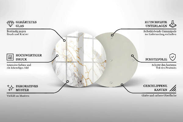 Glasplaat voor grafkaars Licht marmer met goud