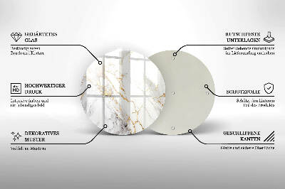 Glasplaat voor grafkaars Licht marmer met goud