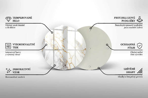 Glasplaat voor grafkaars Licht marmer met goud