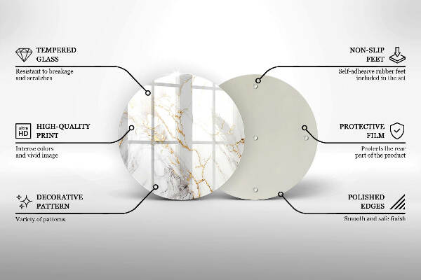 Glasplaat voor grafkaars Licht marmer met goud
