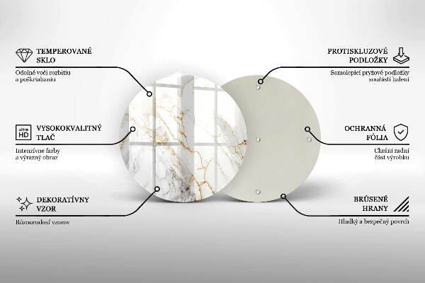 Glasplaat voor grafkaars Licht marmer met goud