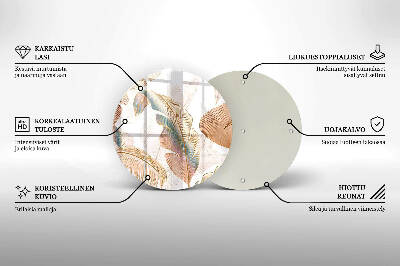 Glasplaat voor grafkaars Boho-veren en -bladeren