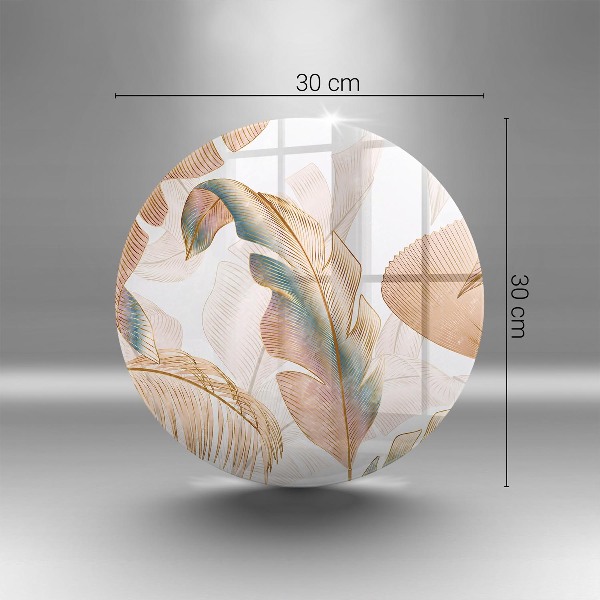 Glasplaat voor grafkaars Boho-veren en -bladeren