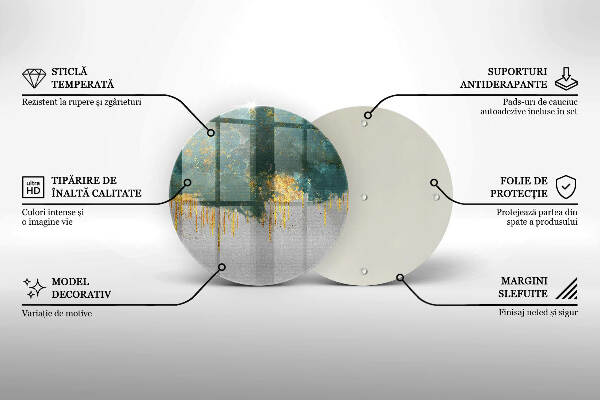 Glasplaat voor grafkaars Abstractie met goud