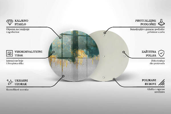 Glasplaat voor grafkaars Abstractie met goud