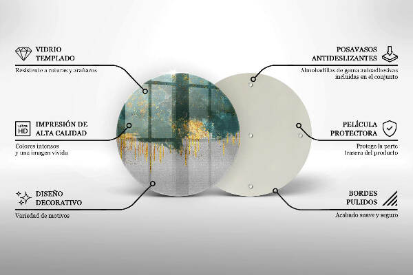 Glasplaat voor grafkaars Abstractie met goud