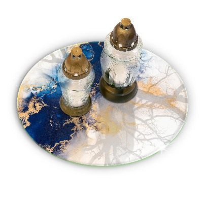 Glasplaat voor grafkaars Abstractie met blauw