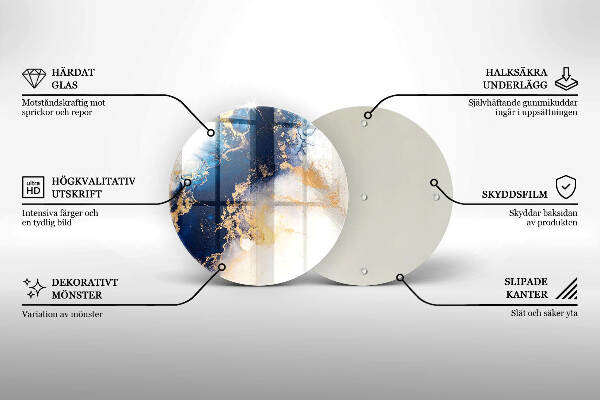 Glasplaat voor grafkaars Abstractie met blauw