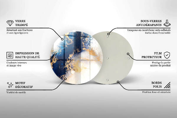 Glasplaat voor grafkaars Abstractie met blauw