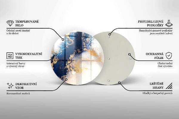 Glasplaat voor grafkaars Abstractie met blauw
