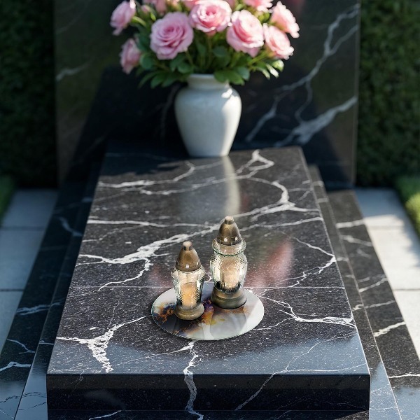 Glasplaat voor grafkaars Abstractie met blauw