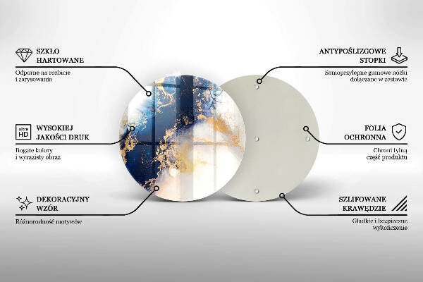 Glasplaat voor grafkaars Abstractie met blauw