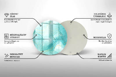 Glasplaat voor grafkaars Blauw en goud abstractie