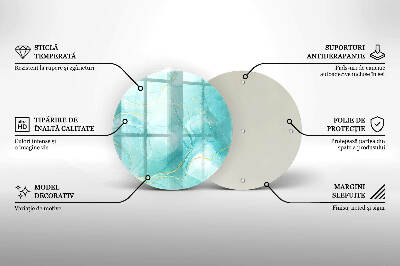 Glasplaat voor grafkaars Blauw en goud abstractie