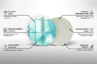 Glasplaat voor grafkaars Blauw en goud abstractie