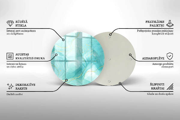 Glasplaat voor grafkaars Blauw en goud abstractie