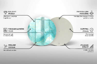 Glasplaat voor grafkaars Blauw en goud abstractie