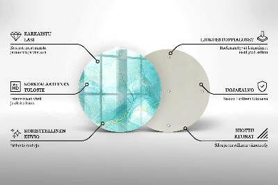 Glasplaat voor grafkaars Blauw en goud abstractie