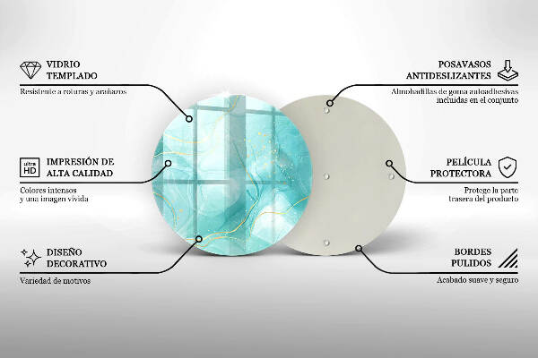 Glasplaat voor grafkaars Blauw en goud abstractie