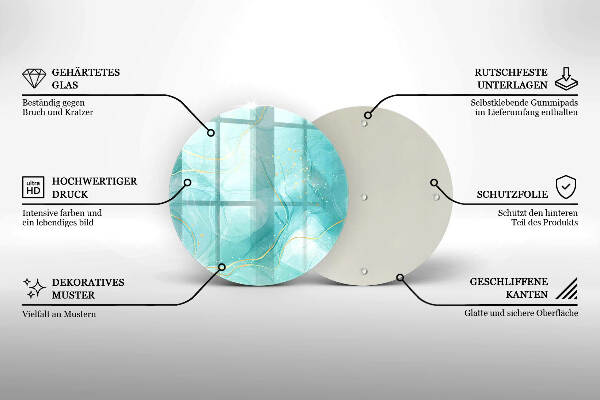 Glasplaat voor grafkaars Blauw en goud abstractie