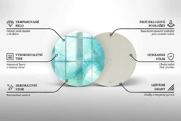 Glasplaat voor grafkaars Blauw en goud abstractie