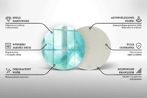 Glasplaat voor grafkaars Blauw en goud abstractie