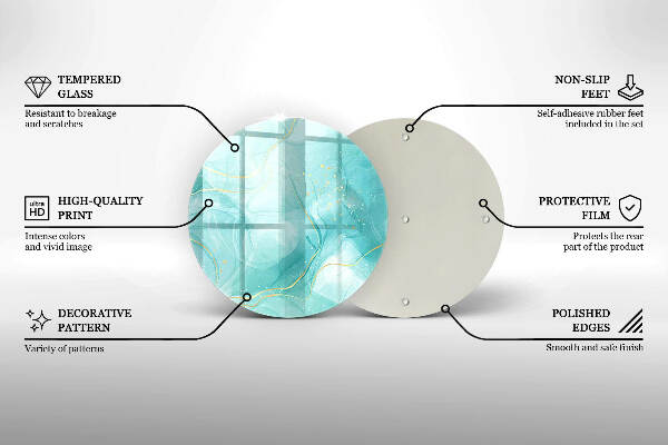 Glasplaat voor grafkaars Blauw en goud abstractie