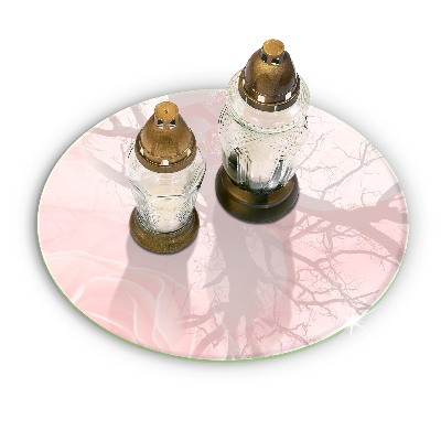 Glasplaat voor grafkaars Achtergrond met pastelkleurige rozen