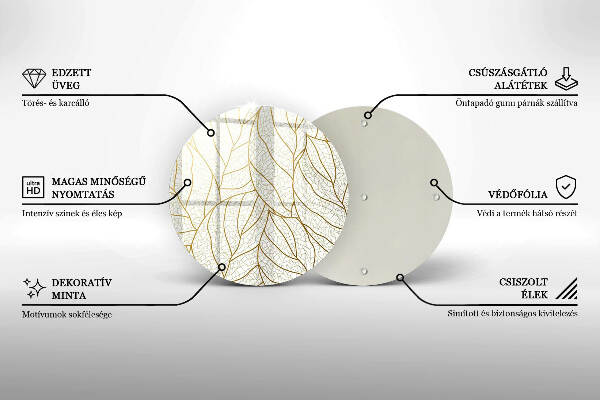 Grafkaars onderzetter Lijntekening bladpatroon