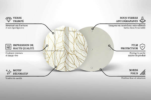 Grafkaars onderzetter Lijntekening bladpatroon