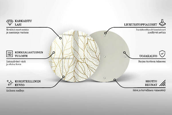 Grafkaars onderzetter Lijntekening bladpatroon