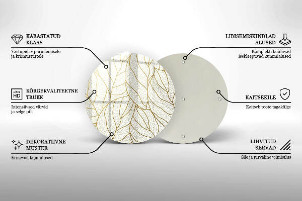 Grafkaars onderzetter Lijntekening bladpatroon