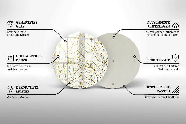 Grafkaars onderzetter Lijntekening bladpatroon