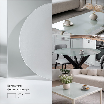 Vierkant tafelblad van glas Semitransparant