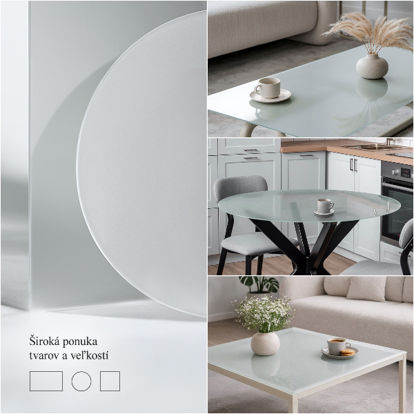 Rond tafelblad van glas Semitransparant