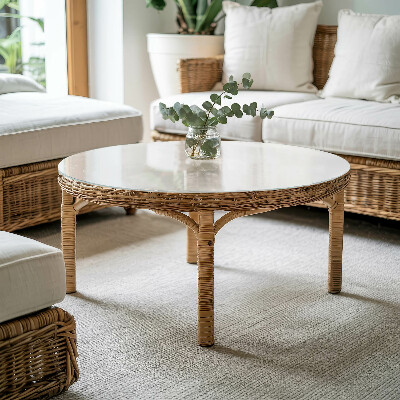 Ronde glazen tafelblad Witte, gladde kleur