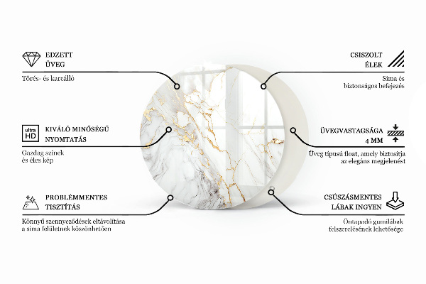 Ronde glazen tafelblad Witte, gladde kleur