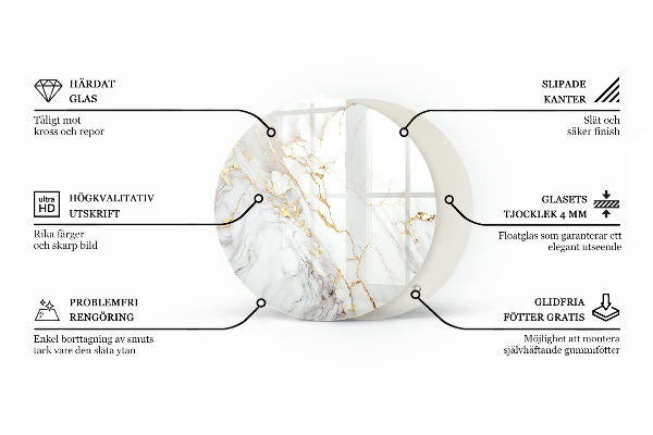 Ronde glazen tafelblad Witte, gladde kleur