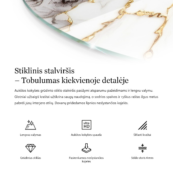 Glazen tafelblad Natuurlijk hout met hars