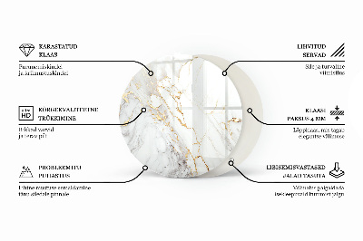 Ronde glazen tafelblad Natuurlijke steenstructuur