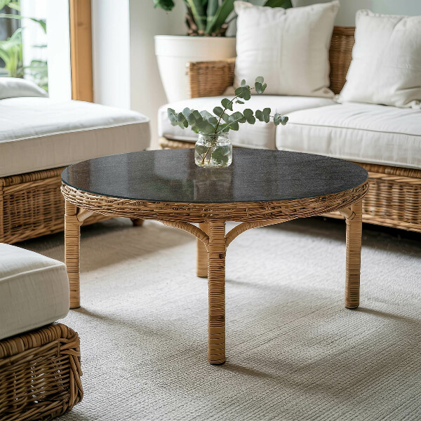 Ronde glazen tafelblad Natuurlijke steenstructuur