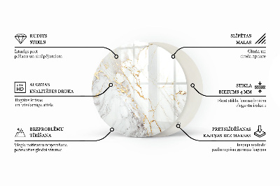 Ronde glazen tafelblad Natuurlijke steenstructuur