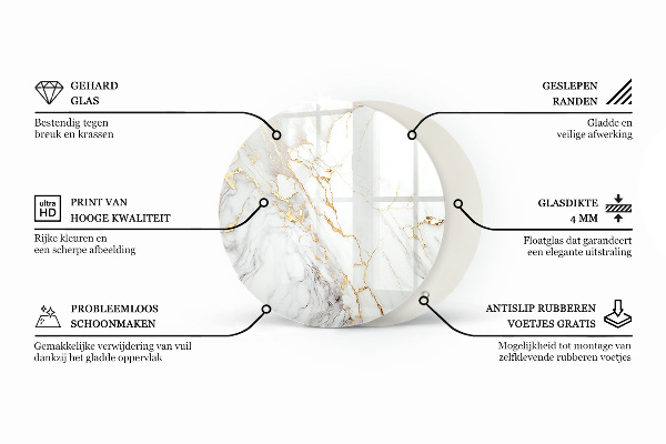 Tafelblad rond Natuurlijk houtpatroon