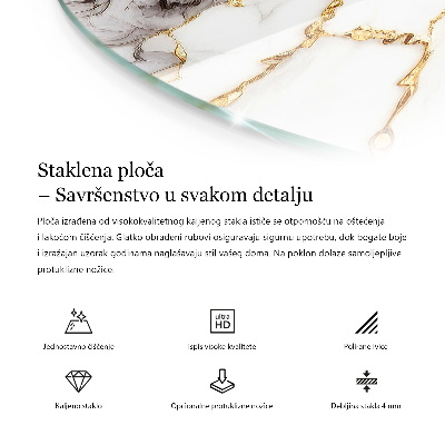 Rond glazen tafelblad Marmer oppervlaktepatroon